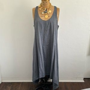 Eileen Fisher navy blue lined sleeveless chambray dress